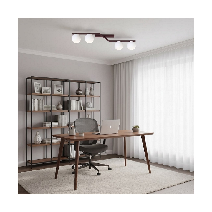 Lampa sufitowa NATON 4 BURGUNDY OPAL - Emibig