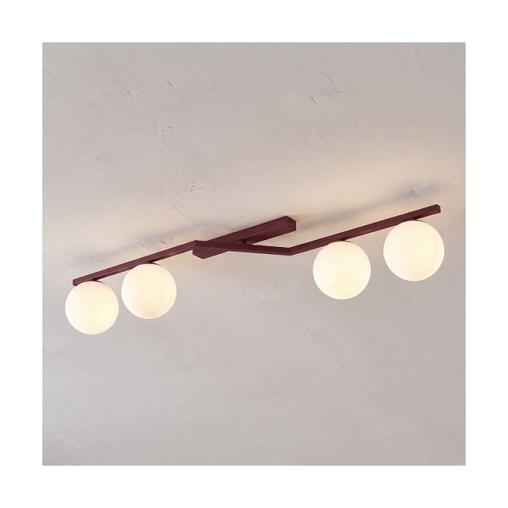 Lampa sufitowa NATON 4 BURGUNDY OPAL - Emibig