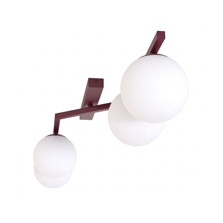 Lampa sufitowa NATON 4 BURGUNDY OPAL - Emibig