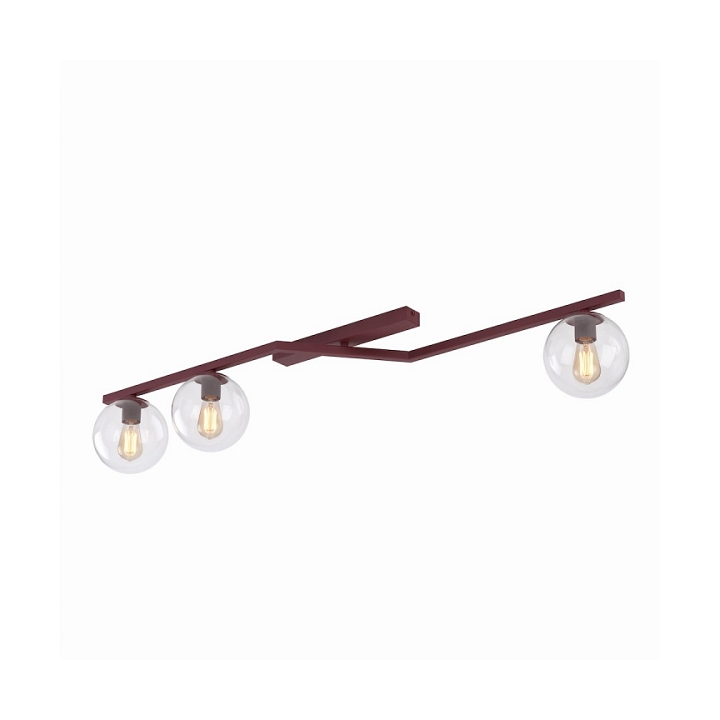 Lampa sufitowa NATON 3 BURGUNDY TRANSPARENT - Emibig