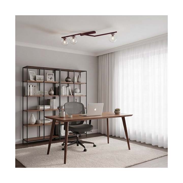 Lampa sufitowa NATON 3 BURGUNDY TRANSPARENT - Emibig