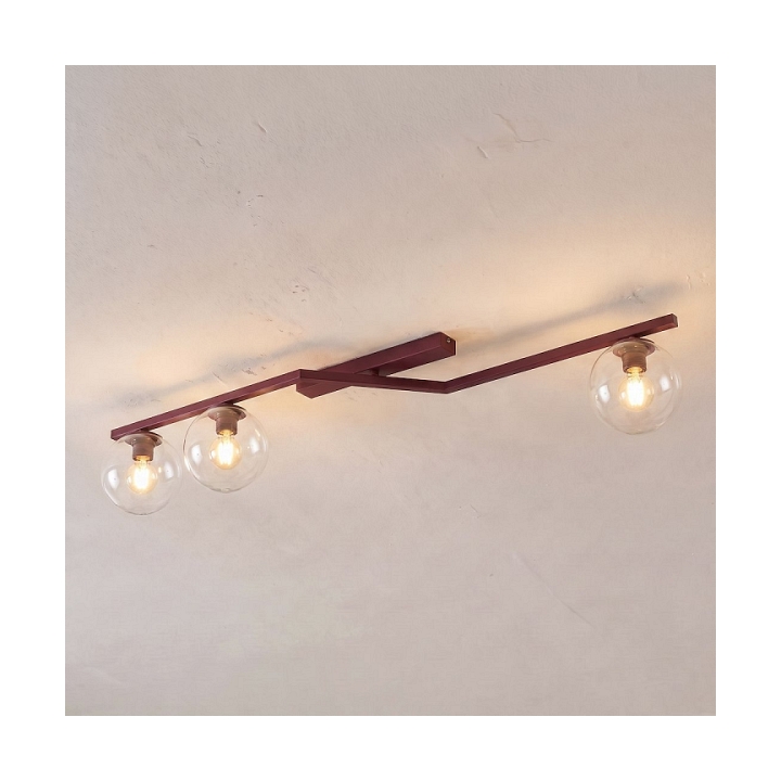 Lampa sufitowa NATON 3 BURGUNDY TRANSPARENT - Emibig
