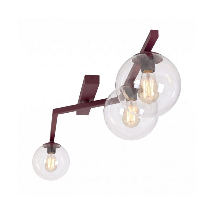 Lampa sufitowa NATON 3 BURGUNDY TRANSPARENT - Emibig