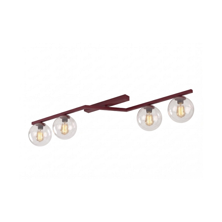 Lampa sufitowa NATON 4 BURGUNDY TRANSPARENT - Emibig
