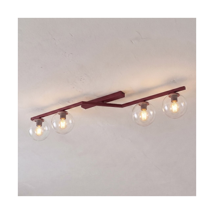 Lampa sufitowa NATON 4 BURGUNDY TRANSPARENT - Emibig