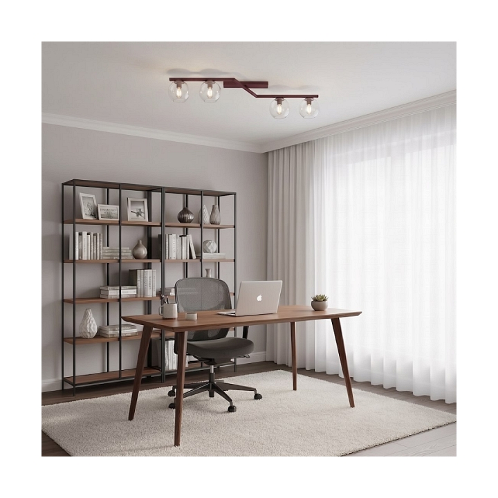 Lampa sufitowa NATON 4 BURGUNDY TRANSPARENT - Emibig