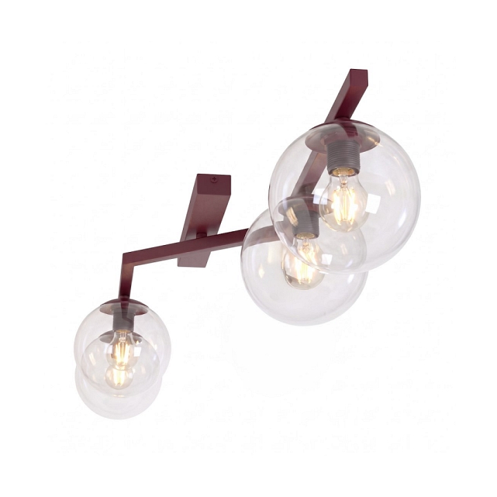 Lampa sufitowa NATON 4 BURGUNDY TRANSPARENT - Emibig