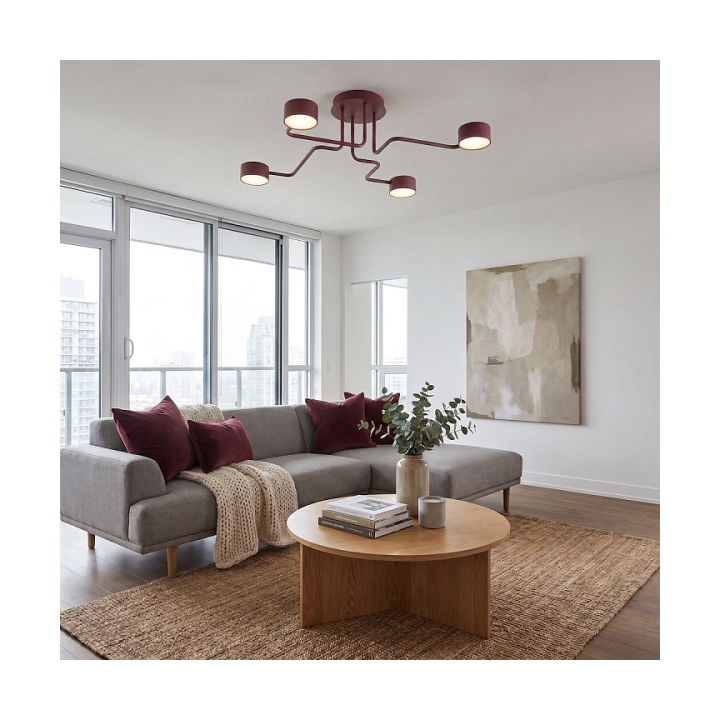 Lampa sufitowa KURAGE 4 BURGUNDY - Emibig