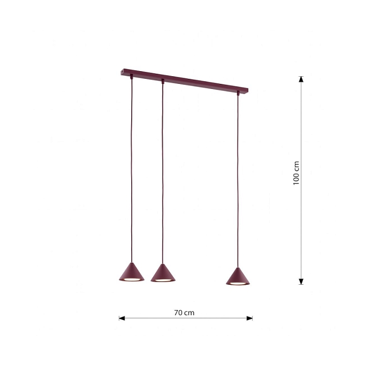 Lampa wisząca ELIT 3 BURGUNDY - Emibig