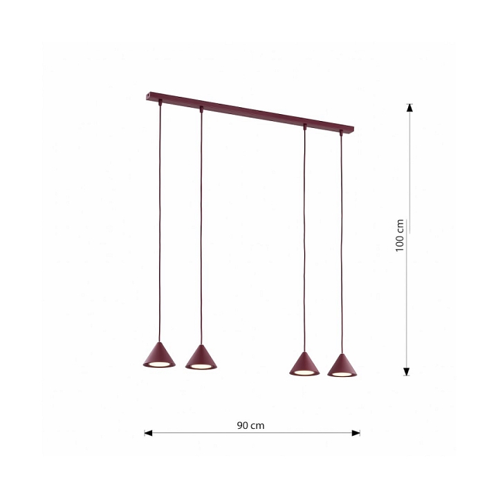 Lampa wisząca ELIT 4 BURGUNDY - Emibig
