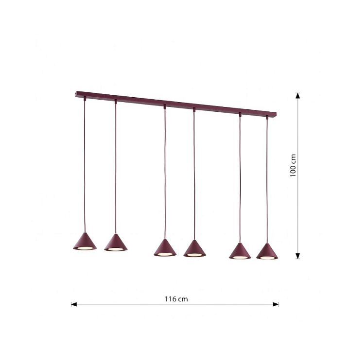 Lampa wisząca ELIT 6 BURGUNDY - Emibig