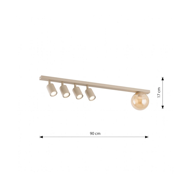 Lampa sufitowa BASTER 5 MOKKA AMBER - Emibig