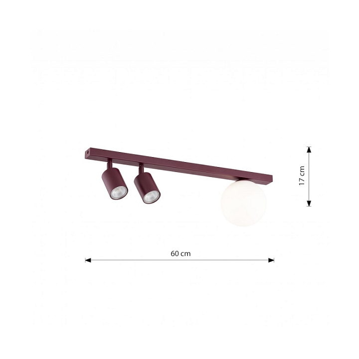 Lampa sufitowa BASTER 3 BURGUNDY OPAL - Emibig