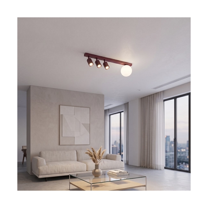 Lampa sufitowa BASTER 4 BURGUNDY OPAL - Emibig
