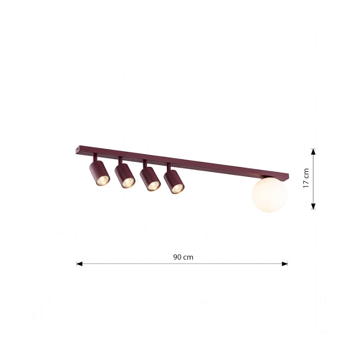 Lampa sufitowa BASTER 5 BURGUNDY OPAL - Emibig