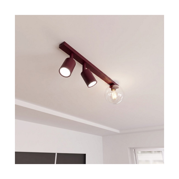 Lampa sufitowa BASTER 3 BURGUNDY TRANSPARENT - Emibig
