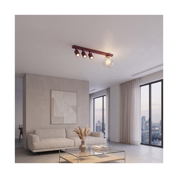 Lampa sufitowa BASTER 4 BURGUNDY TRANSPARENT - Emibig