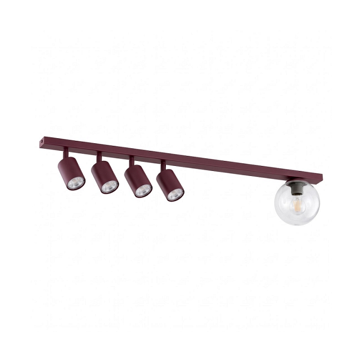 Lampa sufitowa BASTER 5 BURGUNDY TRANSPARENT - Emibig