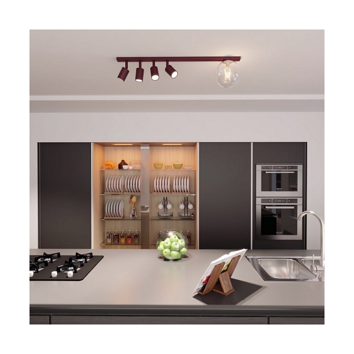 Lampa sufitowa BASTER 5 BURGUNDY TRANSPARENT - Emibig