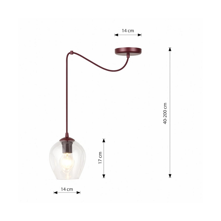 Lampa wisząca LEVEL 1 BURGUNDY TRANSPARENT - Emibig