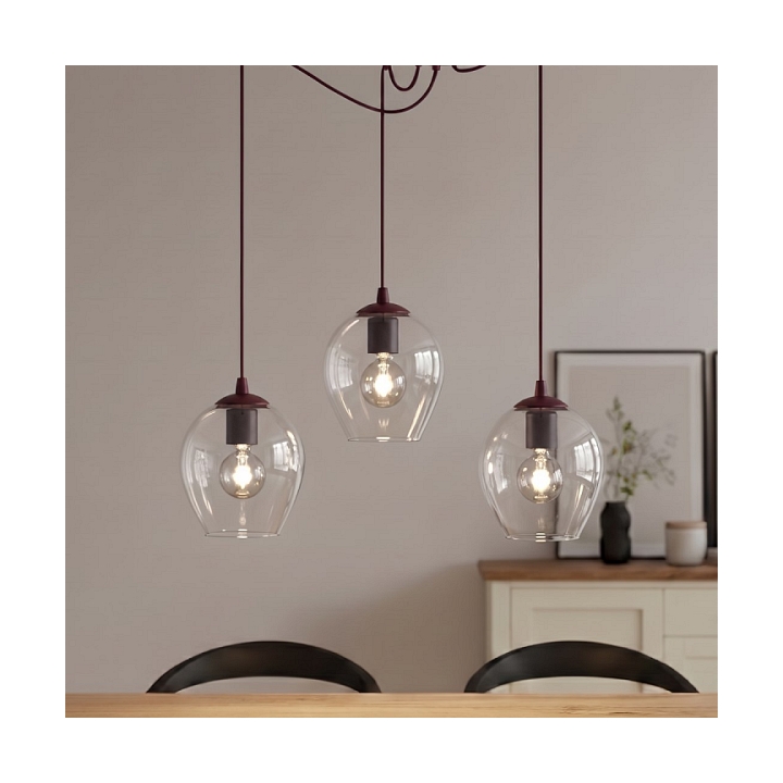 Lampa wisząca LEVEL 3 BURGUNDY TRANSPARENT - Emibig