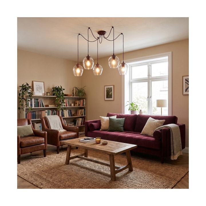Lampa wisząca LEVEL 5 BURGUNDY TRANSPARENT - Emibig