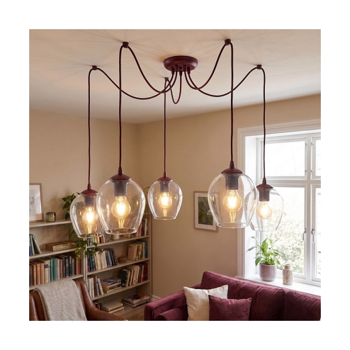 Lampa wisząca LEVEL 5 BURGUNDY TRANSPARENT - Emibig