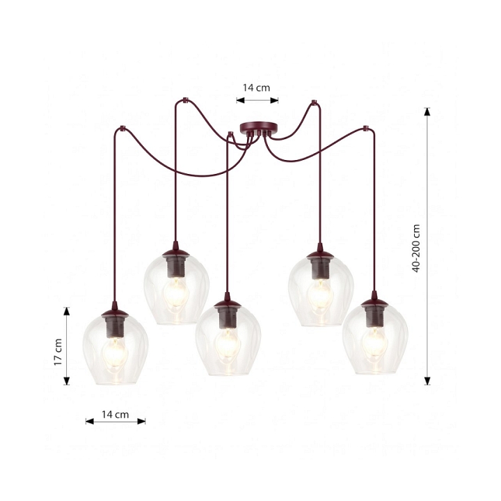Lampa wisząca LEVEL 5 BURGUNDY TRANSPARENT - Emibig