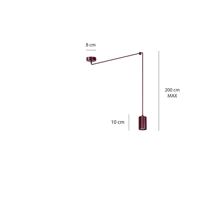 Lampa wisząca TRAKER 1 BURGUNDY - Emibig