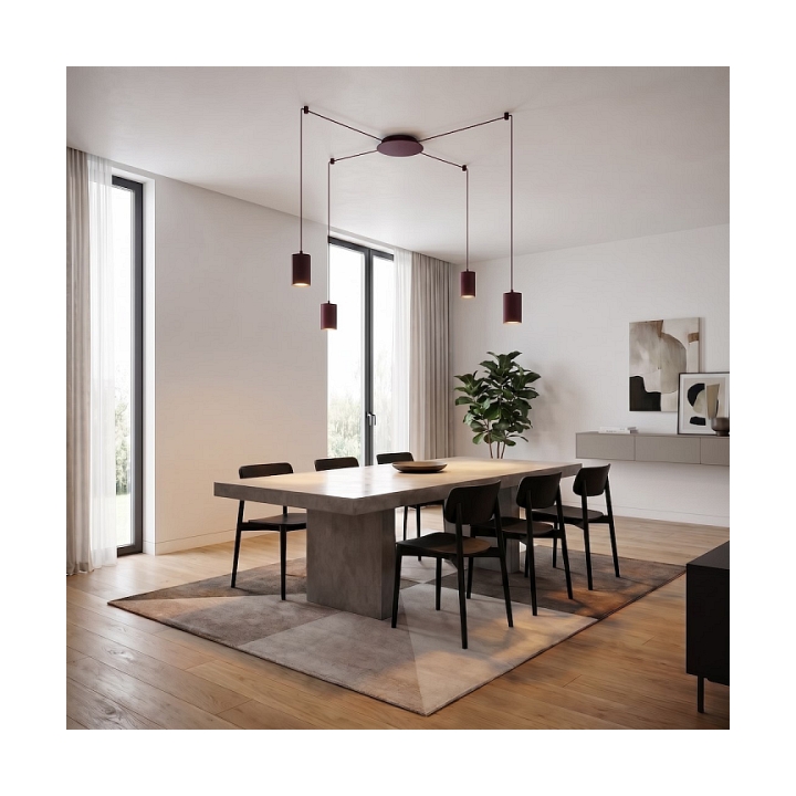 Lampa wisząca TRAKER 4 BURGUNDY - Emibig