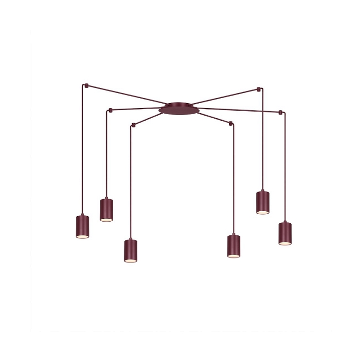 Lampa wisząca TRAKER 6 BURGUNDY - Emibig