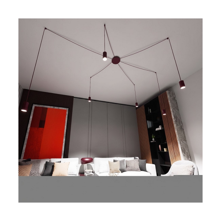 Lampa wisząca TRAKER 6 BURGUNDY - Emibig