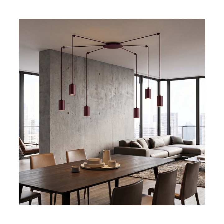 Lampa wisząca TRAKER 6 BURGUNDY - Emibig
