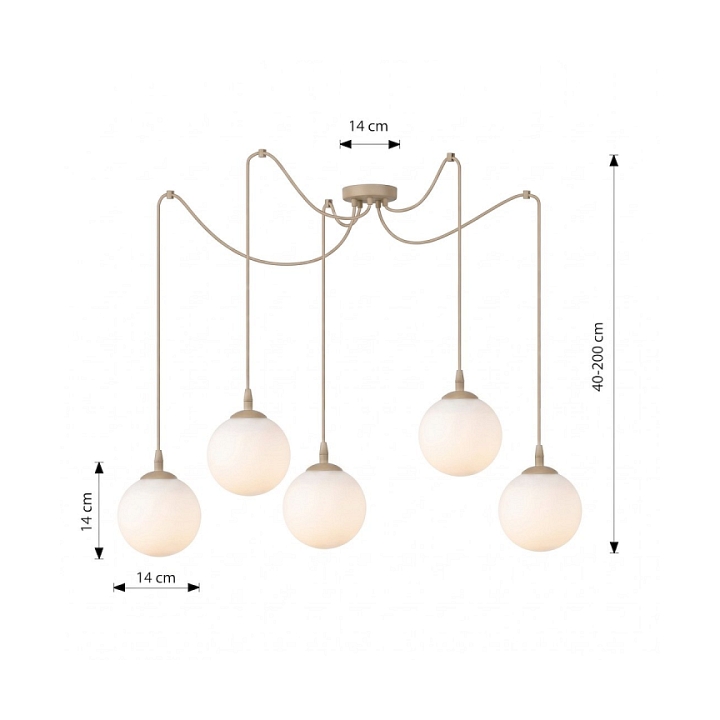 Lampa wisząca GIGI 5 MOKKA OPAL - Emibig