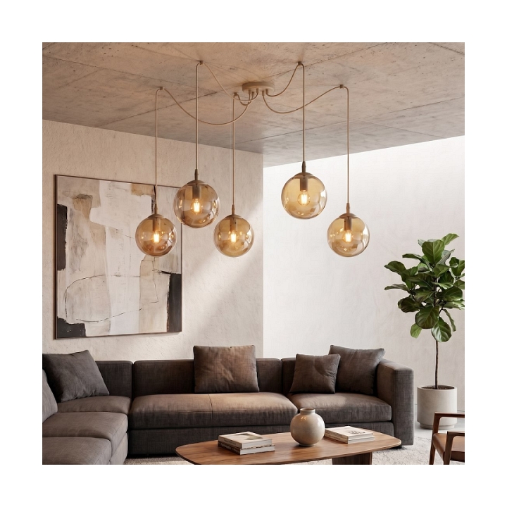 Lampa wisząca GIGI 5 MOKKA AMBER - Emibig
