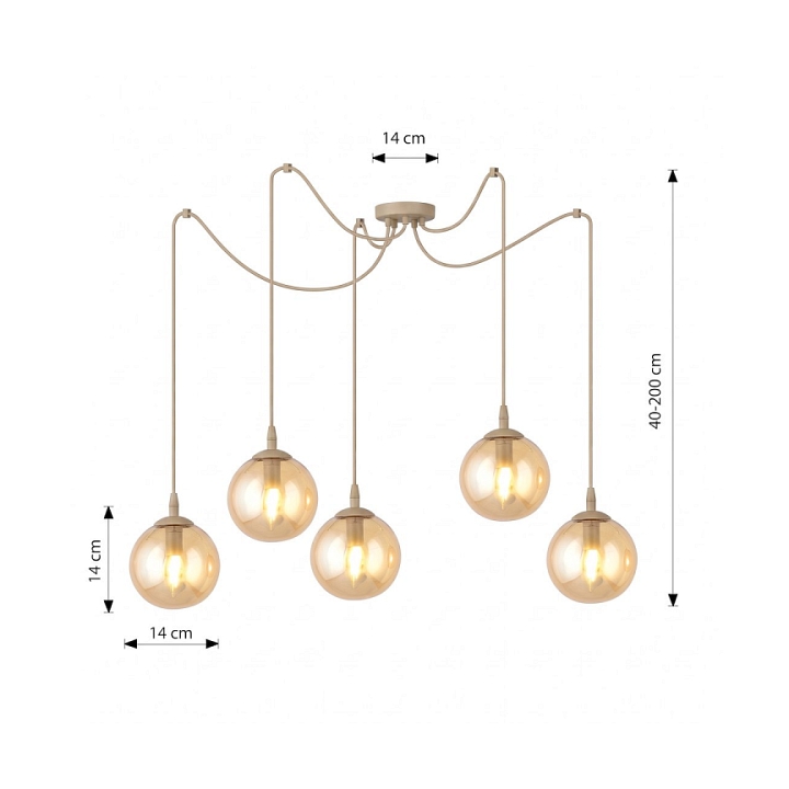 Lampa wisząca GIGI 5 MOKKA AMBER - Emibig