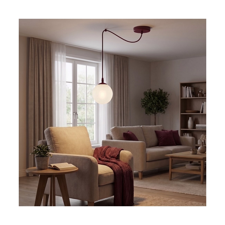 Lampa wisząca GIGI 1 BURGUNDY OPAL - Emibig