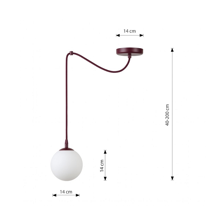 Lampa wisząca GIGI 1 BURGUNDY OPAL - Emibig