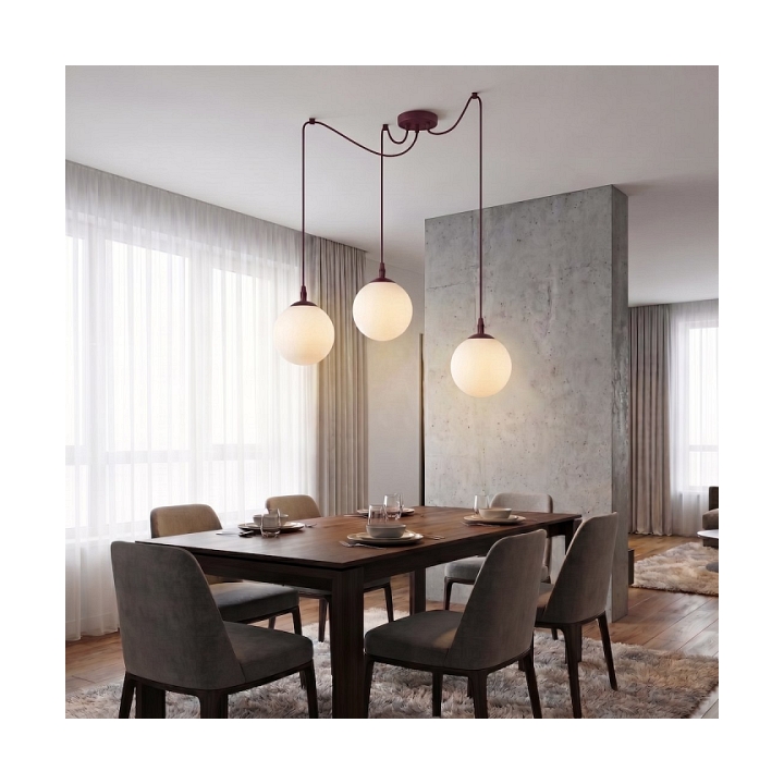 Lampa wisząca GIGI 3 BURGUNDY OPAL - Emibig