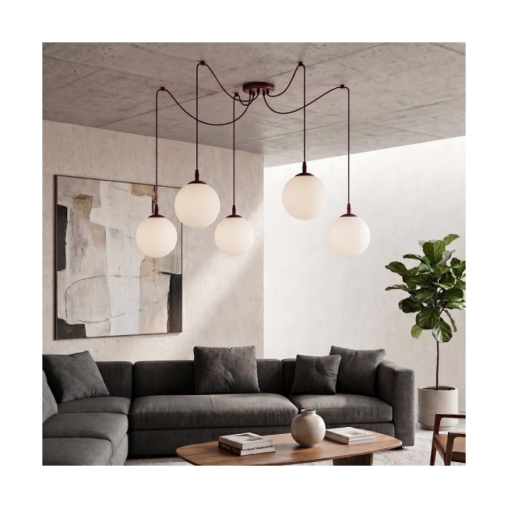 Lampa wisząca GIGI 5 BURGUNDY OPAL - Emibig