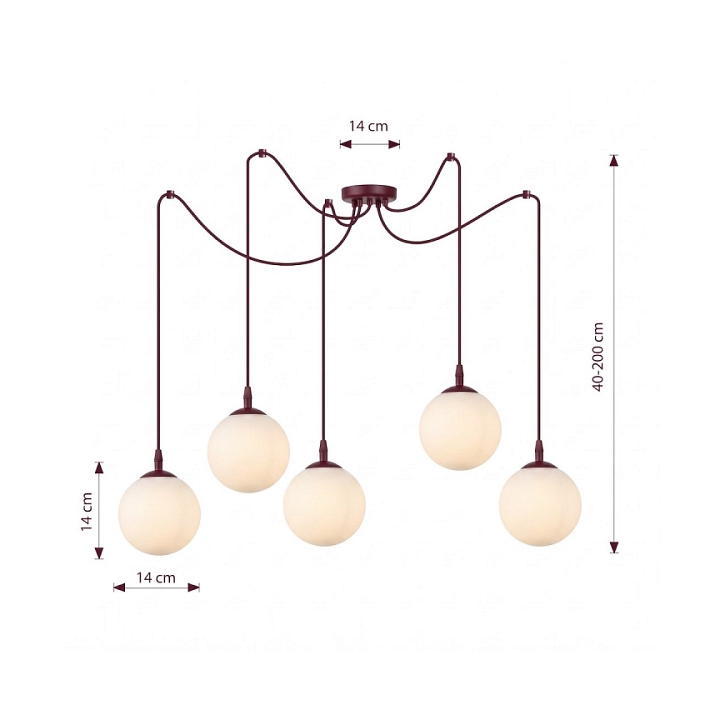 Lampa wisząca GIGI 5 BURGUNDY OPAL - Emibig
