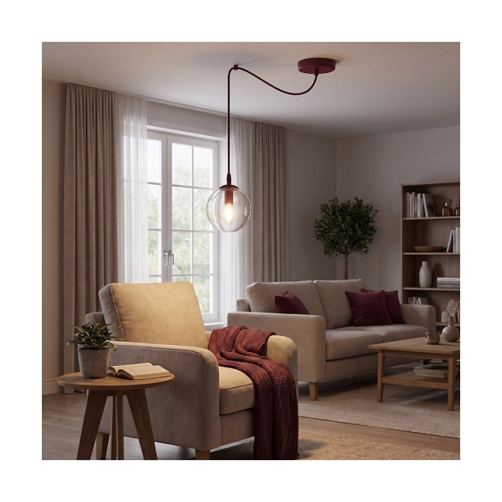 Lampa wisząca GIGI 1 BURGUNDY TRANSPARENT - Emibig