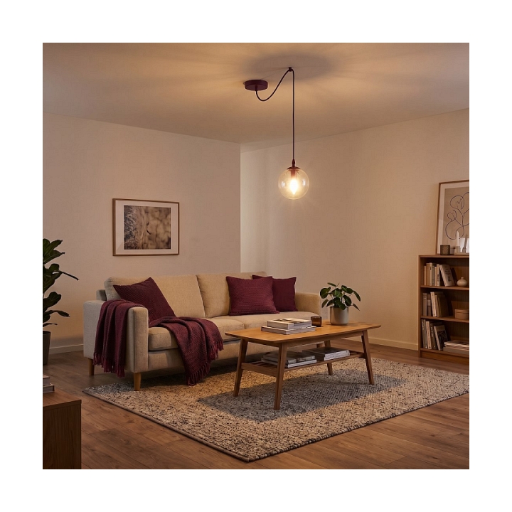 Lampa wisząca GIGI 1 BURGUNDY TRANSPARENT - Emibig