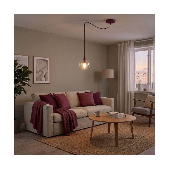 Lampa wisząca GIGI 1 BURGUNDY TRANSPARENT - Emibig