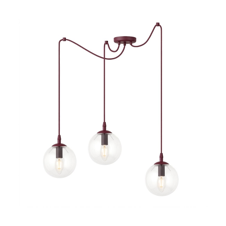 Lampa wisząca GIGI 3 BURGUNDY TRANSPARENT - Emibig