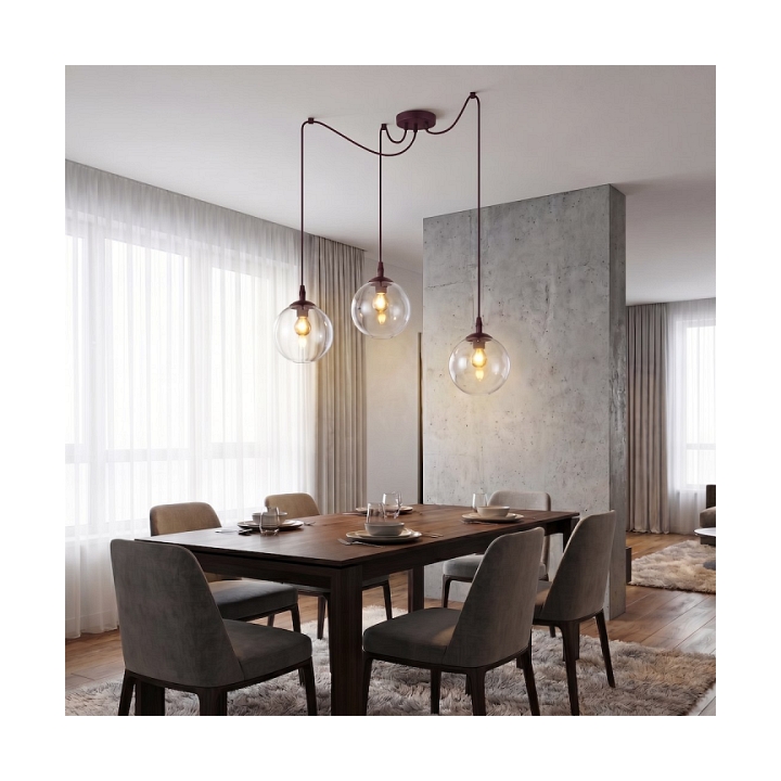 Lampa wisząca GIGI 3 BURGUNDY TRANSPARENT - Emibig