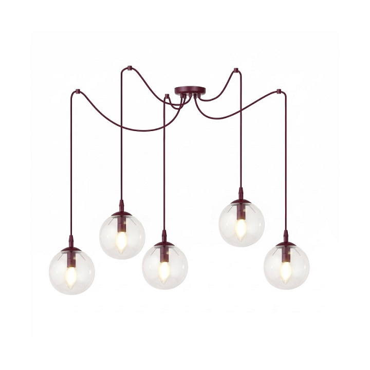Lampa wisząca GIGI 5 BURGUNDY TRANSPARENT - Emibig