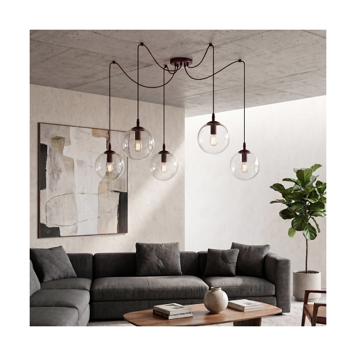 Lampa wisząca GIGI 5 BURGUNDY TRANSPARENT - Emibig