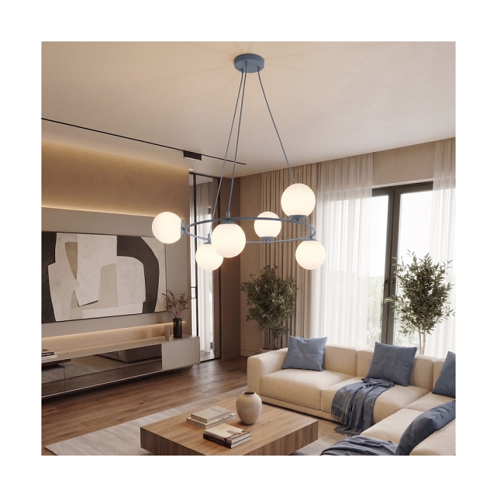 Lampa wisząca AZURA 6 DUSTY BLUE OPAL - Emibig