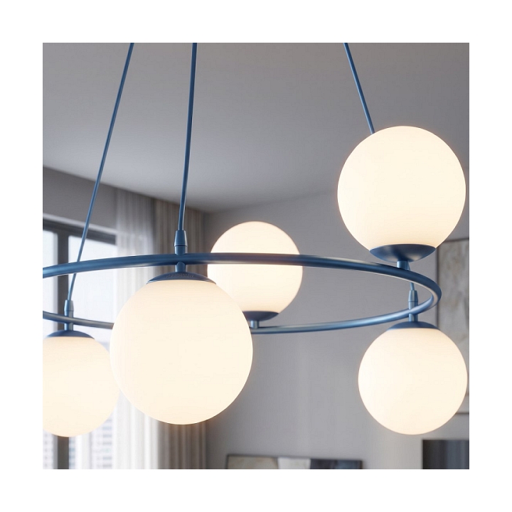 Lampa wisząca AZURA 6 DUSTY BLUE OPAL - Emibig